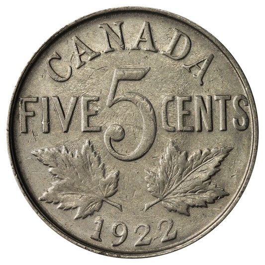 1922 Near Rim Canada 5-cents Very Fine (VF20)