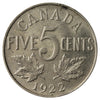 1922 Near Rim Canada 5-cents Extra Fine (EF40)