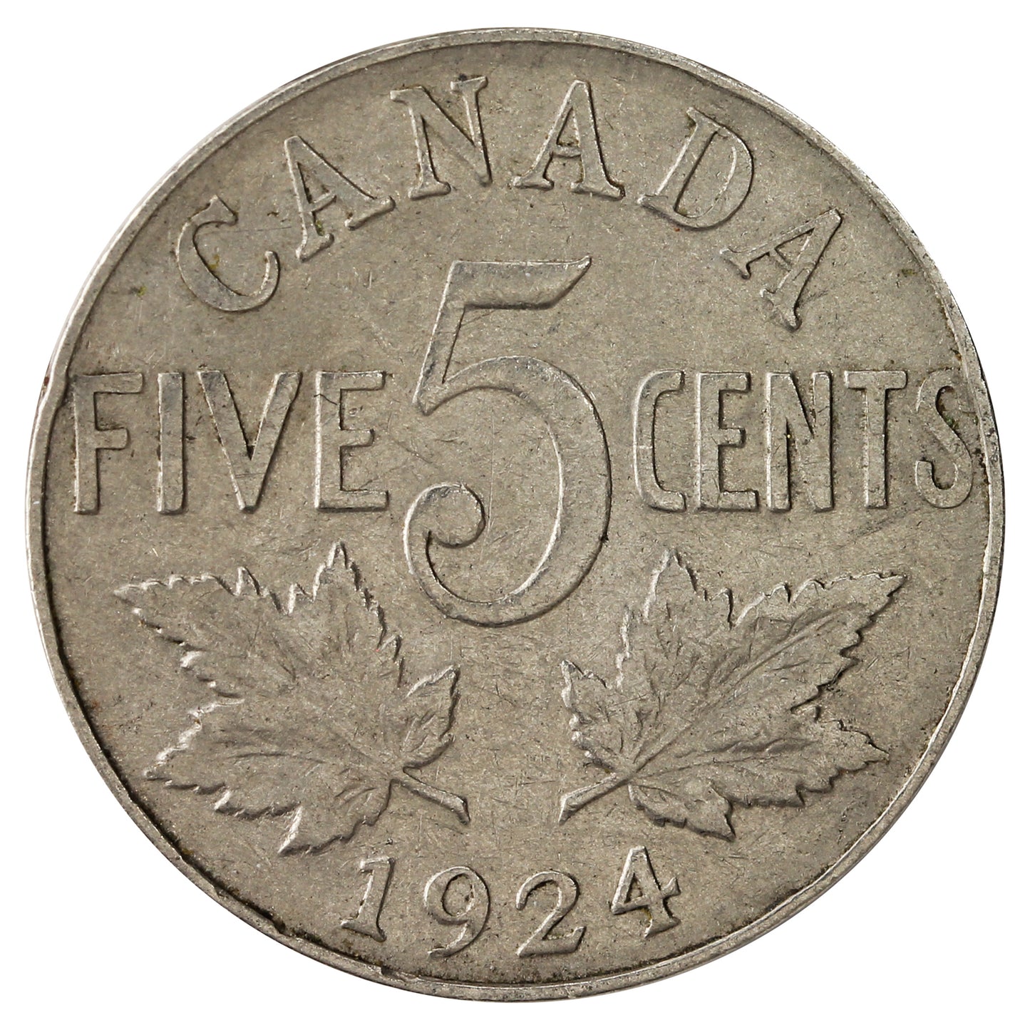 1924 Canada 5-cents Fine (F12)