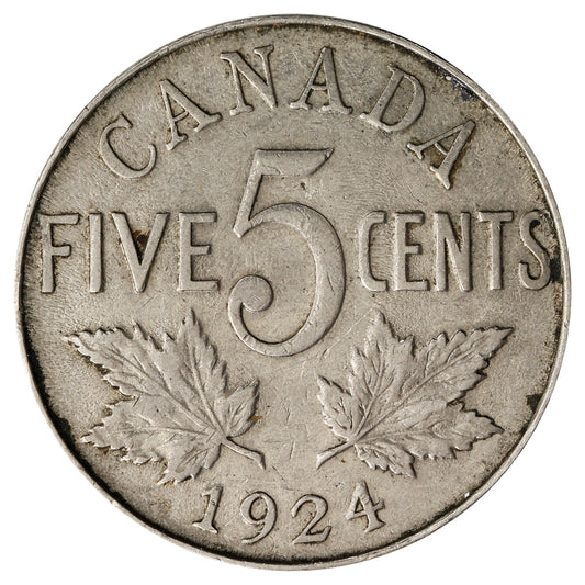 1924 Canada 5-cents F-VF (F15)
