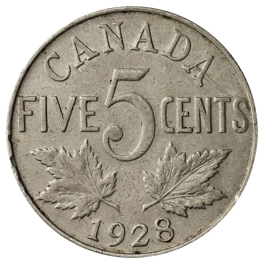1928 Canada 5-cents Very Fine (VF20)