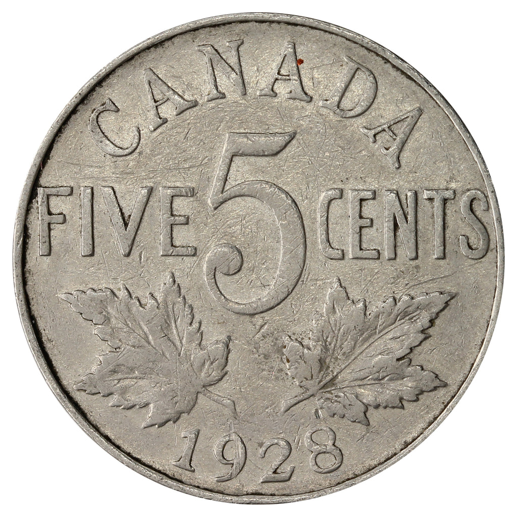 1928 Canada 5-cents Fine (F12)
