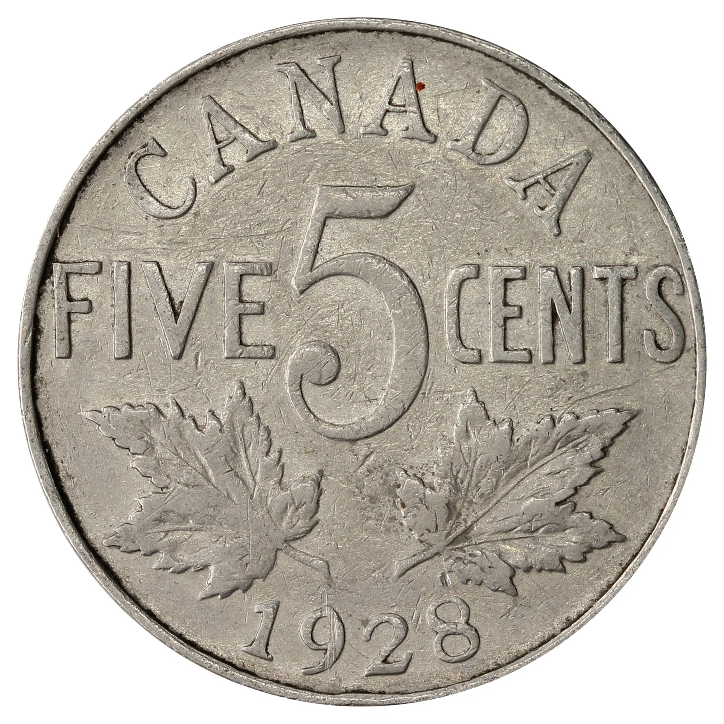 1928 Canada 5-cents Fine (F12)