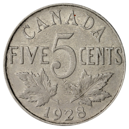 1928 Canada 5-cents Fine (F12)
