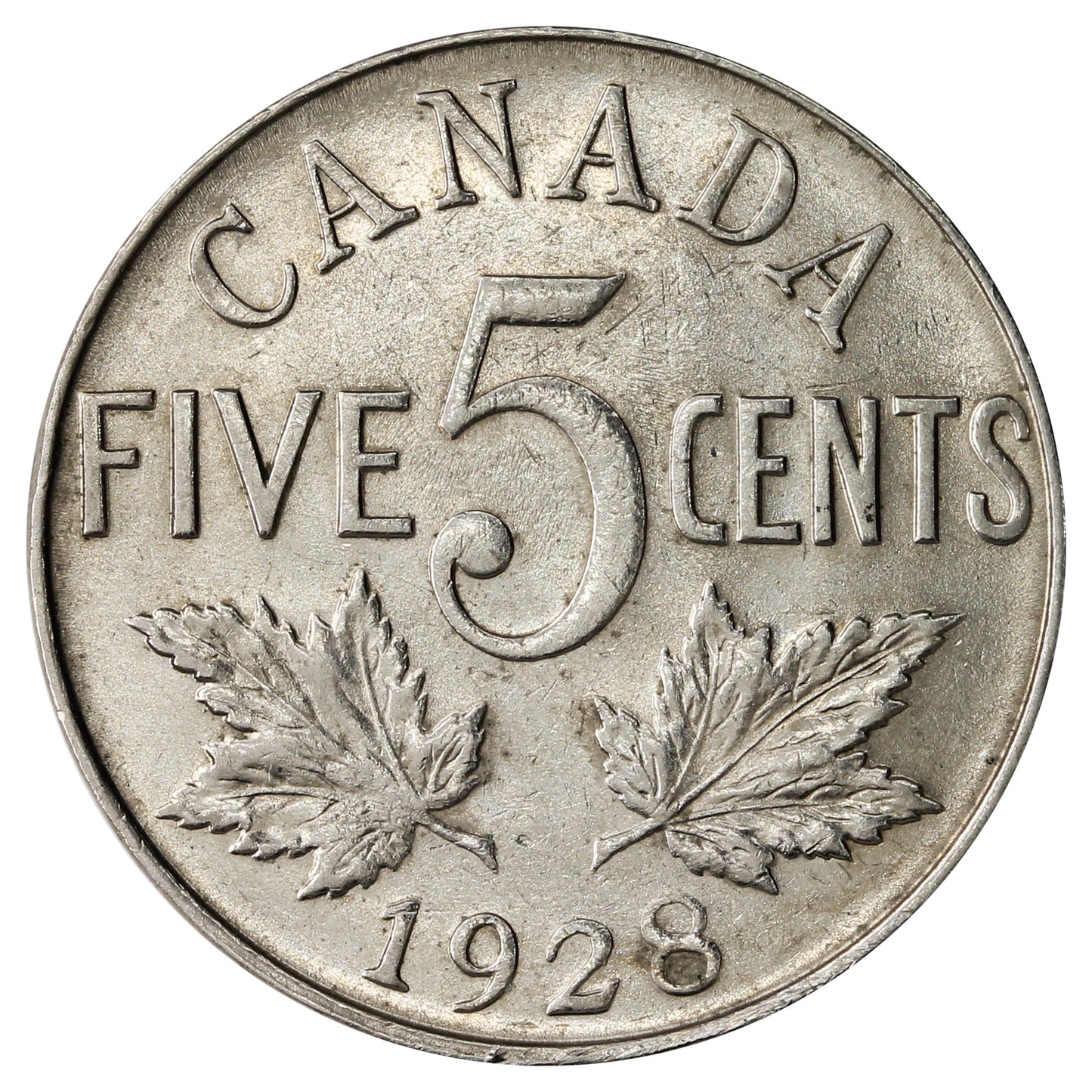 1928 Canada 5-cents Almost Uncirculated (AU50)