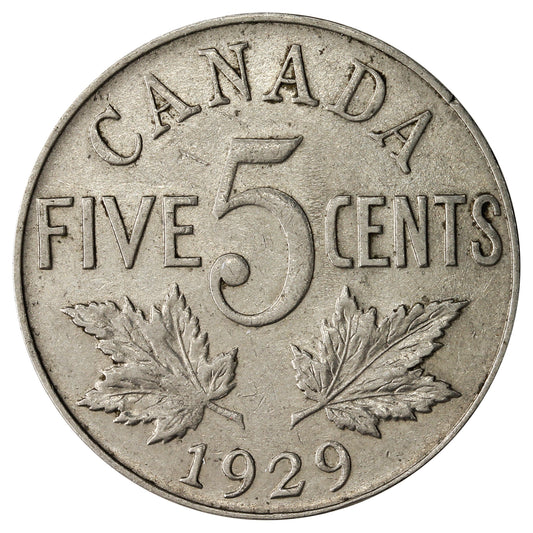 1929 Canada 5-cents Extra Fine (EF40)