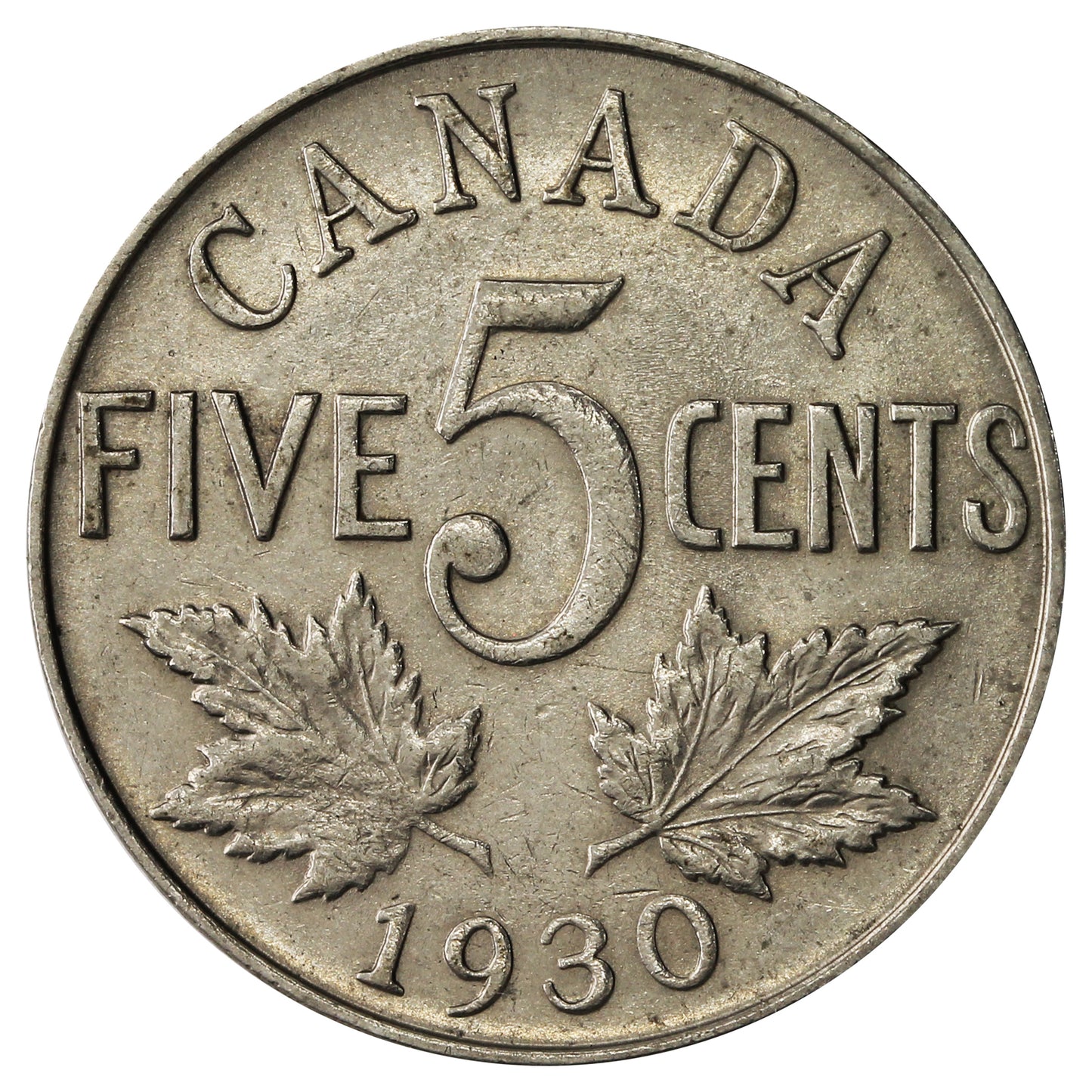 1930 Canada 5-cents Almost Uncirculated (AU50) $