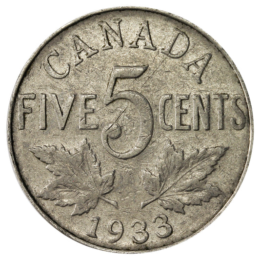1933 Canada 5-cents F-VF (F15)