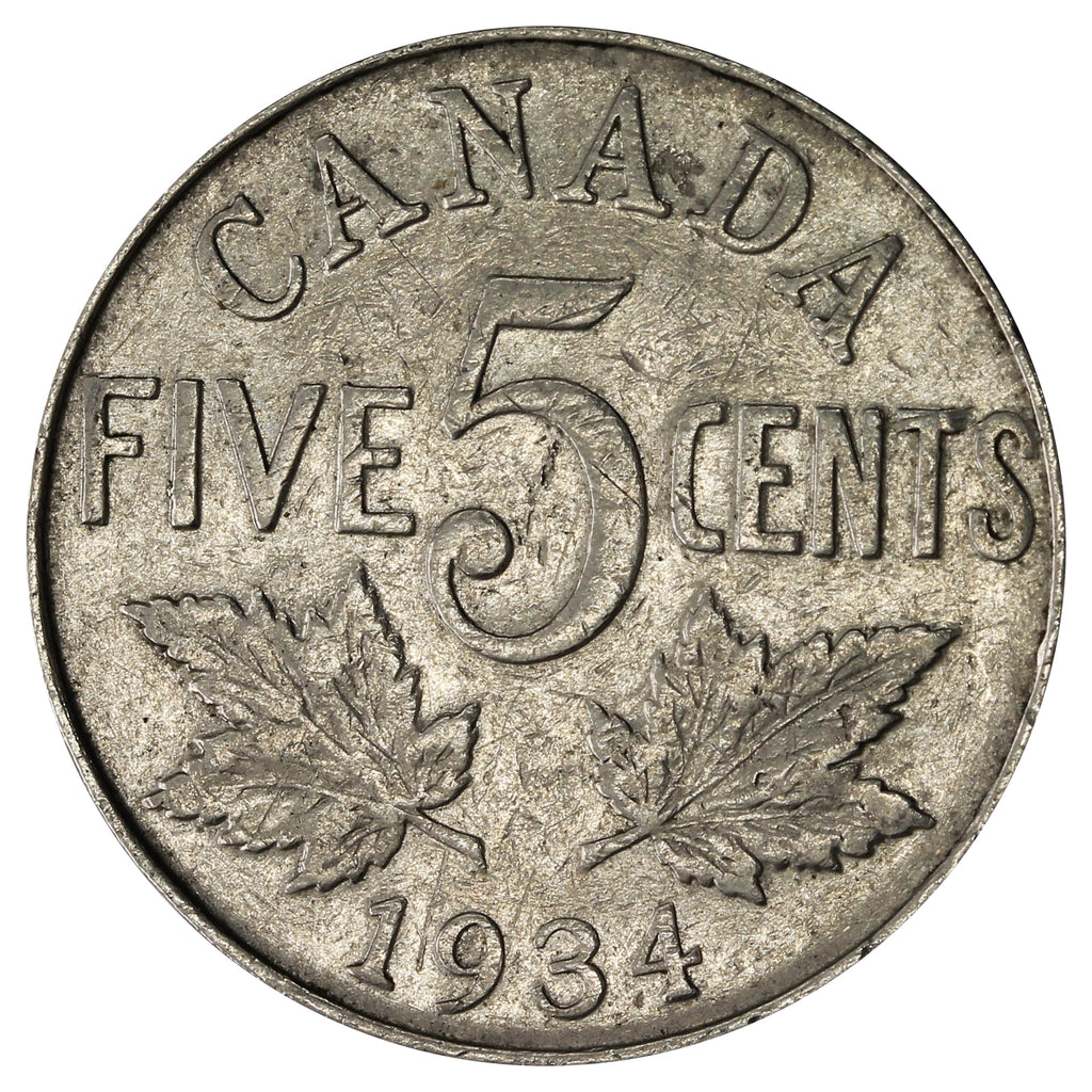 1934 Canada 5-cents Fine (F12)