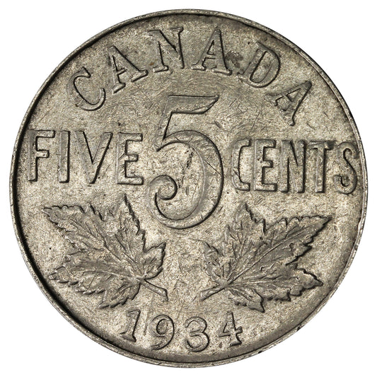 1934 Canada 5-cents Fine (F12)