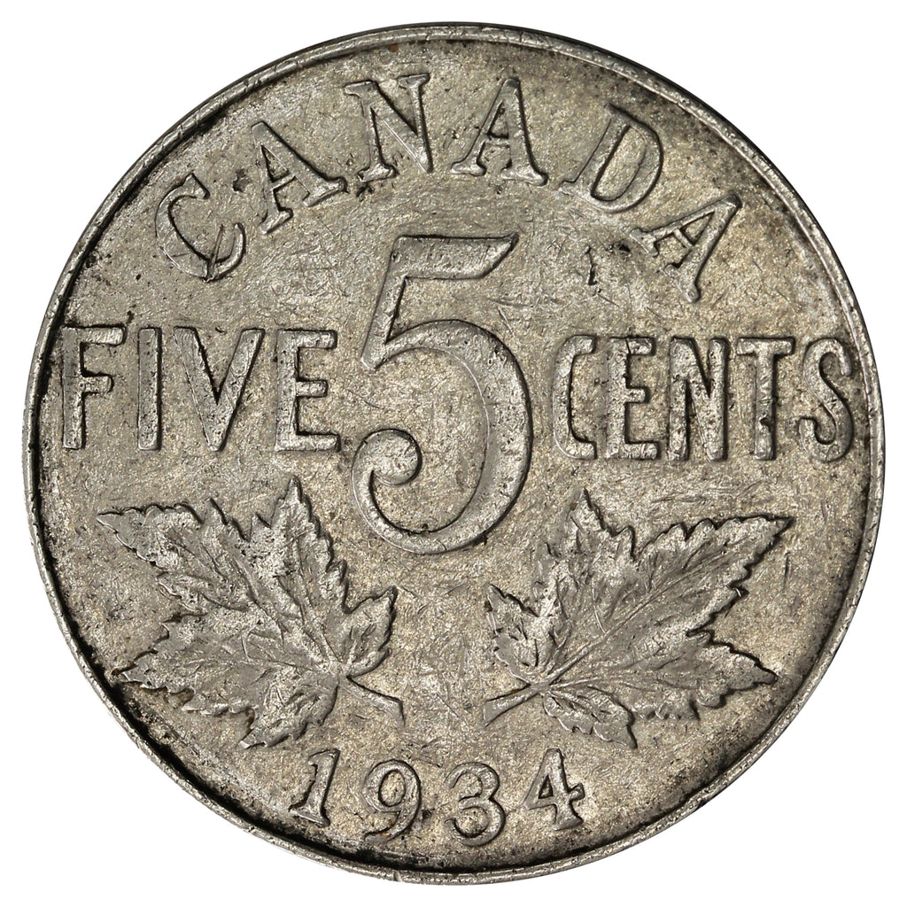1934 Canada 5-cents F-VF (F15)