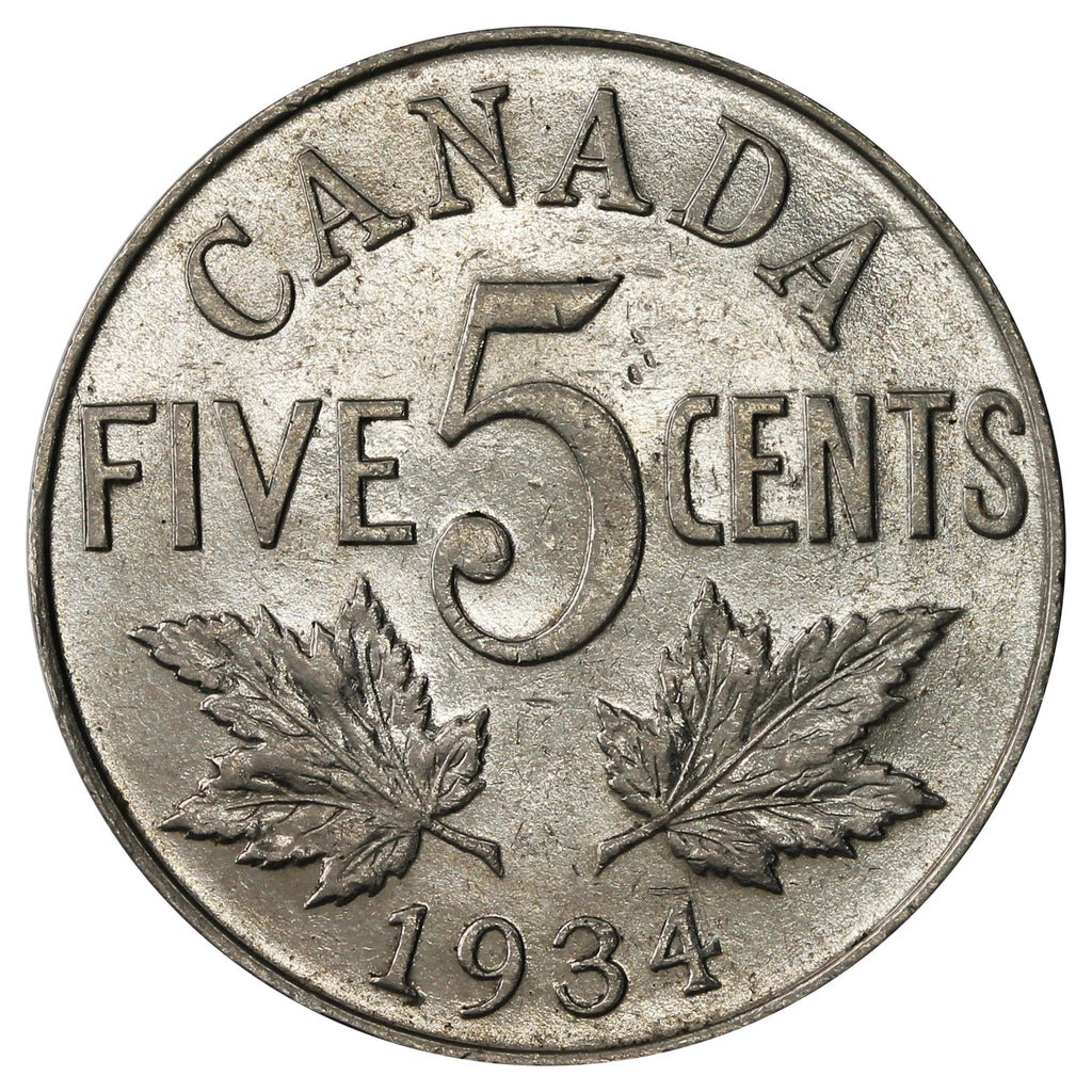 1934 Canada 5-cents Extra Fine (EF40)