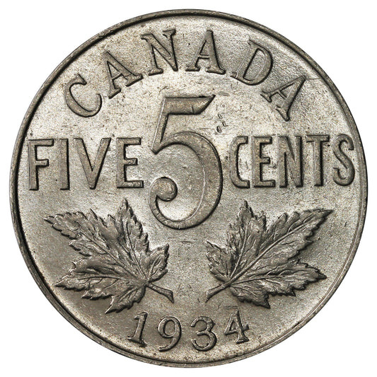 1934 Canada 5-cents Extra Fine (EF40)