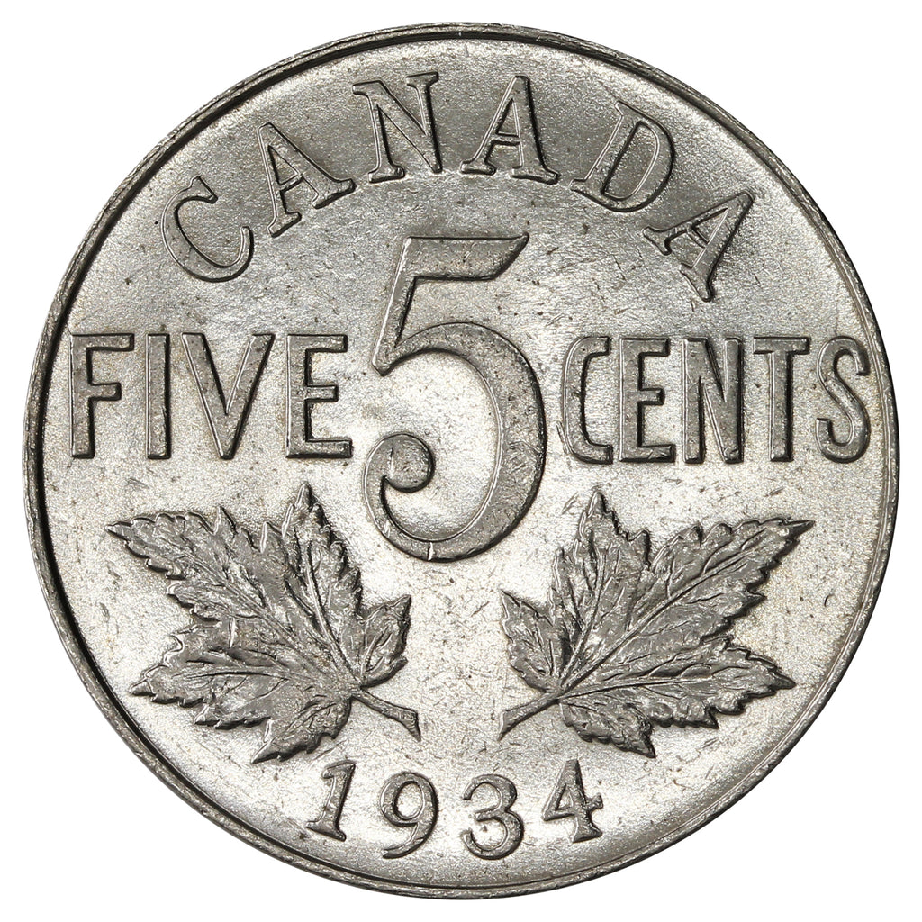 1934 Canada 5-cents AU-UNC (AU55) $