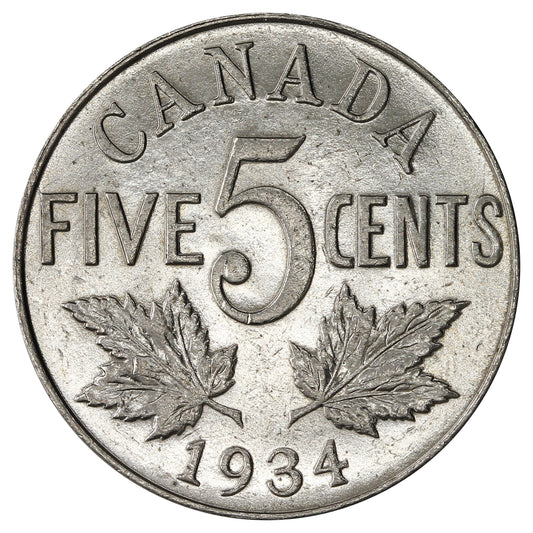 1934 Canada 5-cents AU-UNC (AU55) $