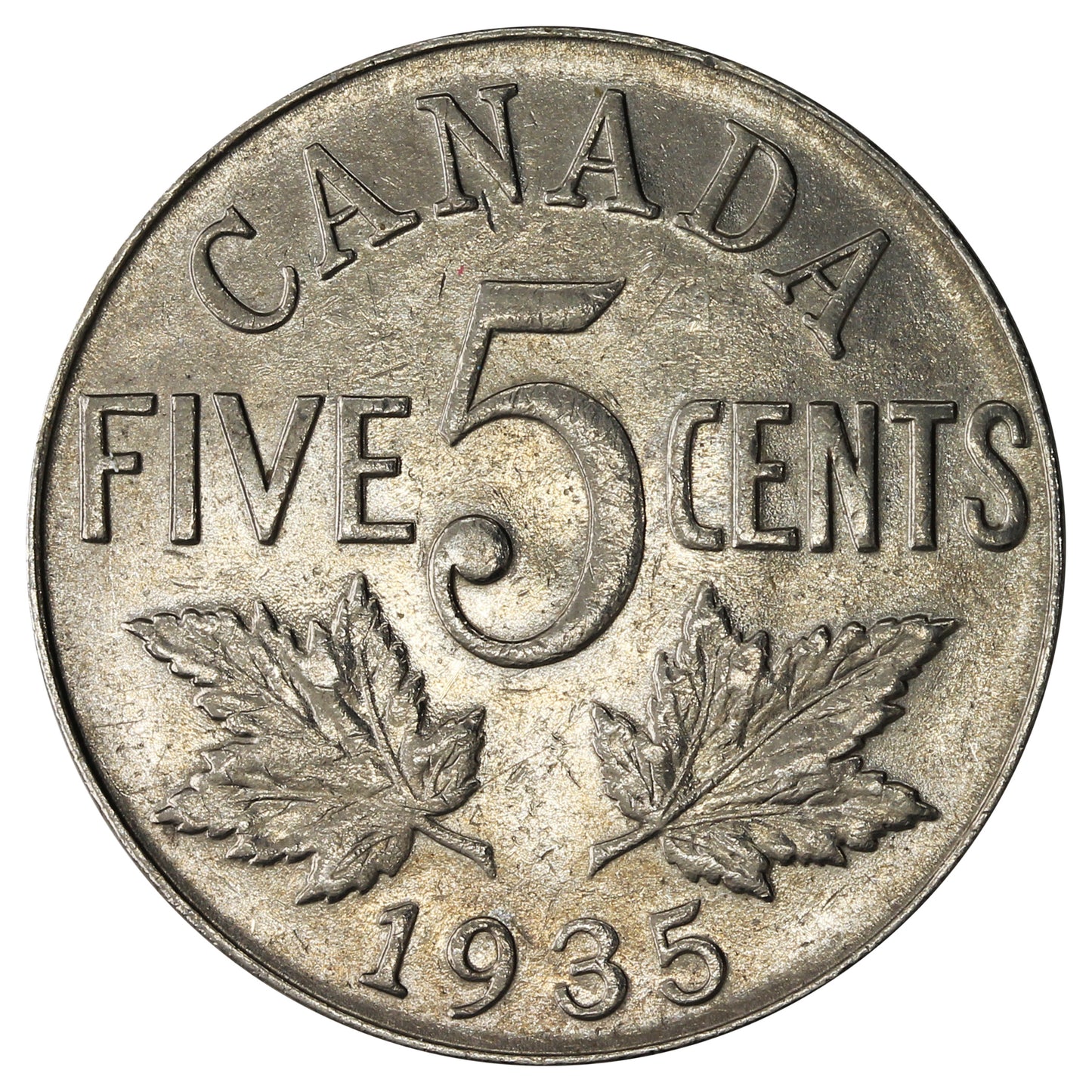 1935 Canada 5-cents Almost Uncirculated (AU50)