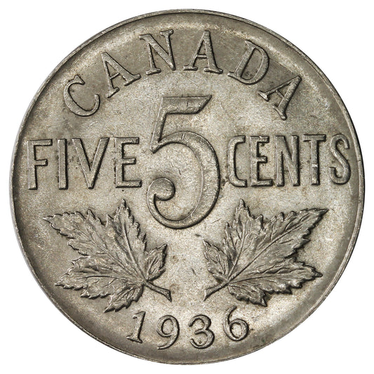 1936 Canada 5-cents UNC+ (MS62) $