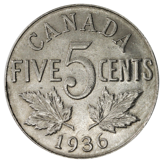 1936 Canada 5-cents AU-UNC (AU55)