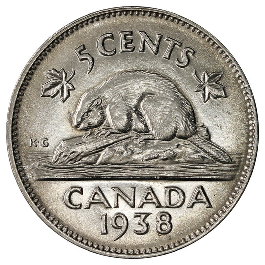 1938 Canada 5-cents AU-UNC (AU55)