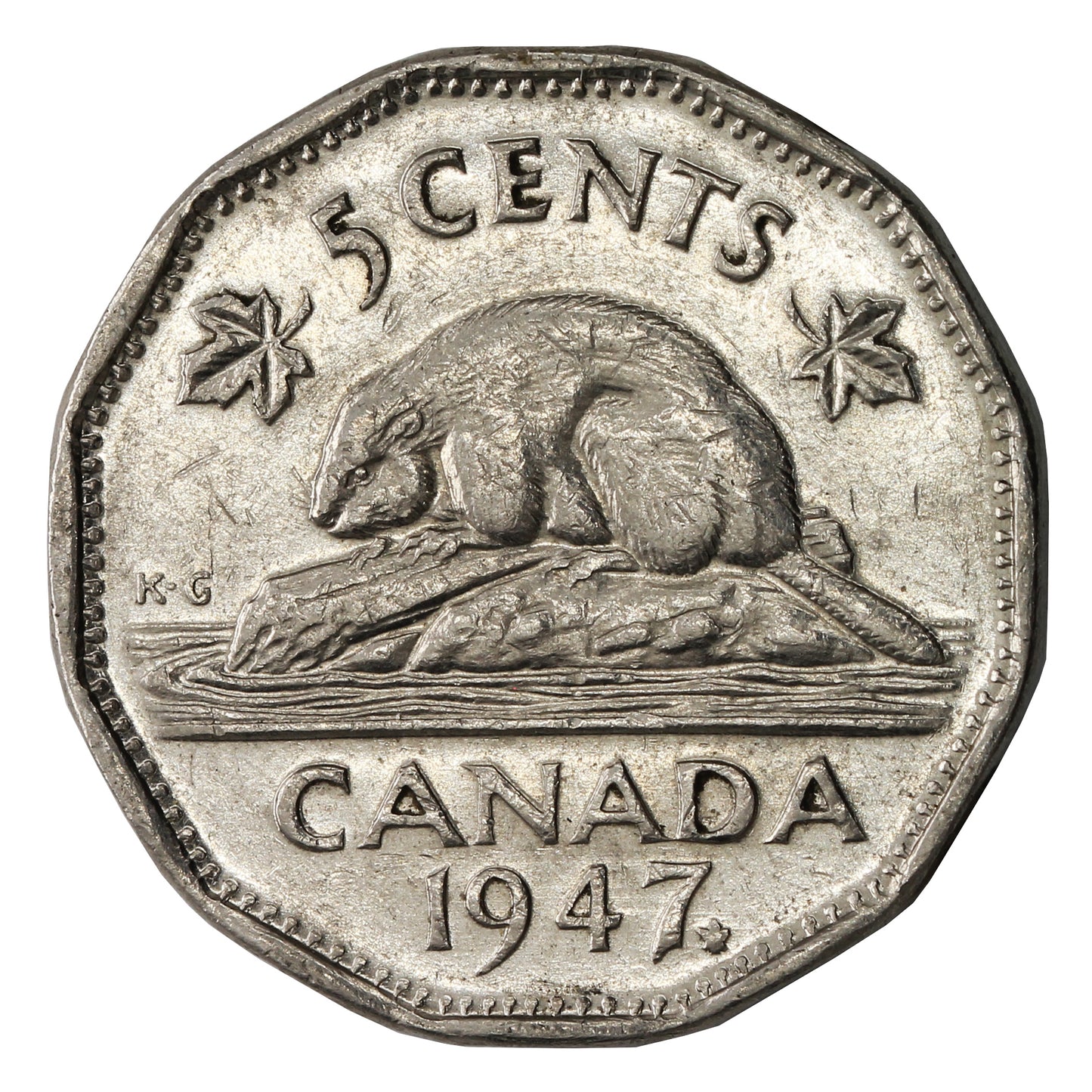 1947 Maple Leaf Canada 5-cents VF-EF (VF30)