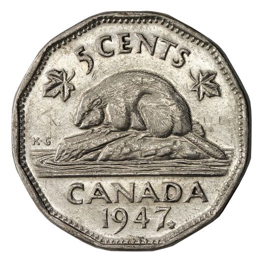 1947 Maple Leaf Canada 5-cents VF-EF (VF30)