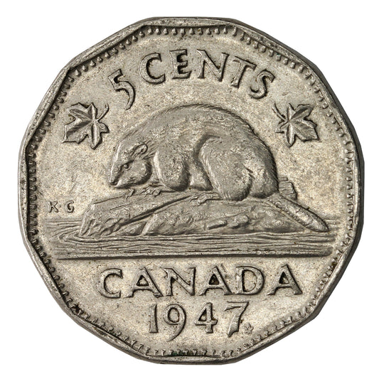 1947 Maple Leaf Canada 5-cents Very Fine (VF20)