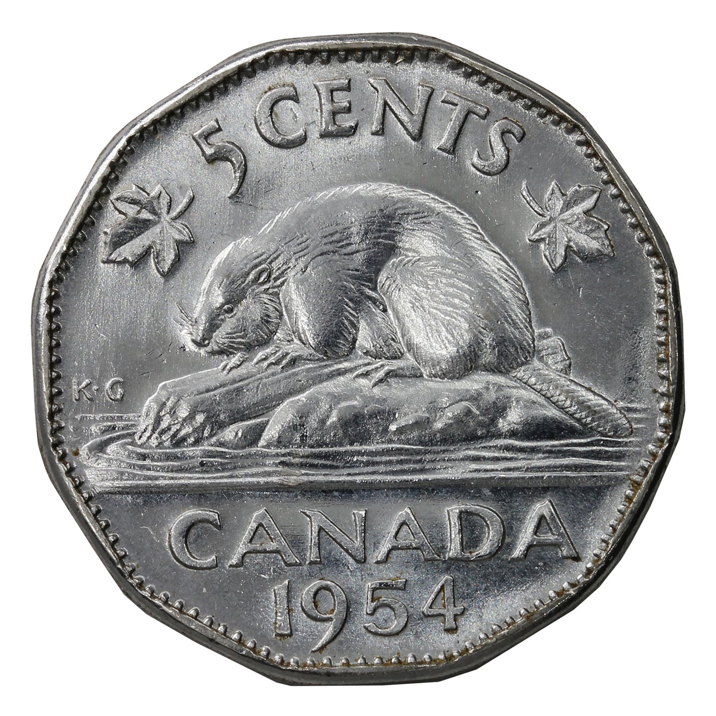 1954 Canada 5-cents Almost Uncirculated (AU50)
