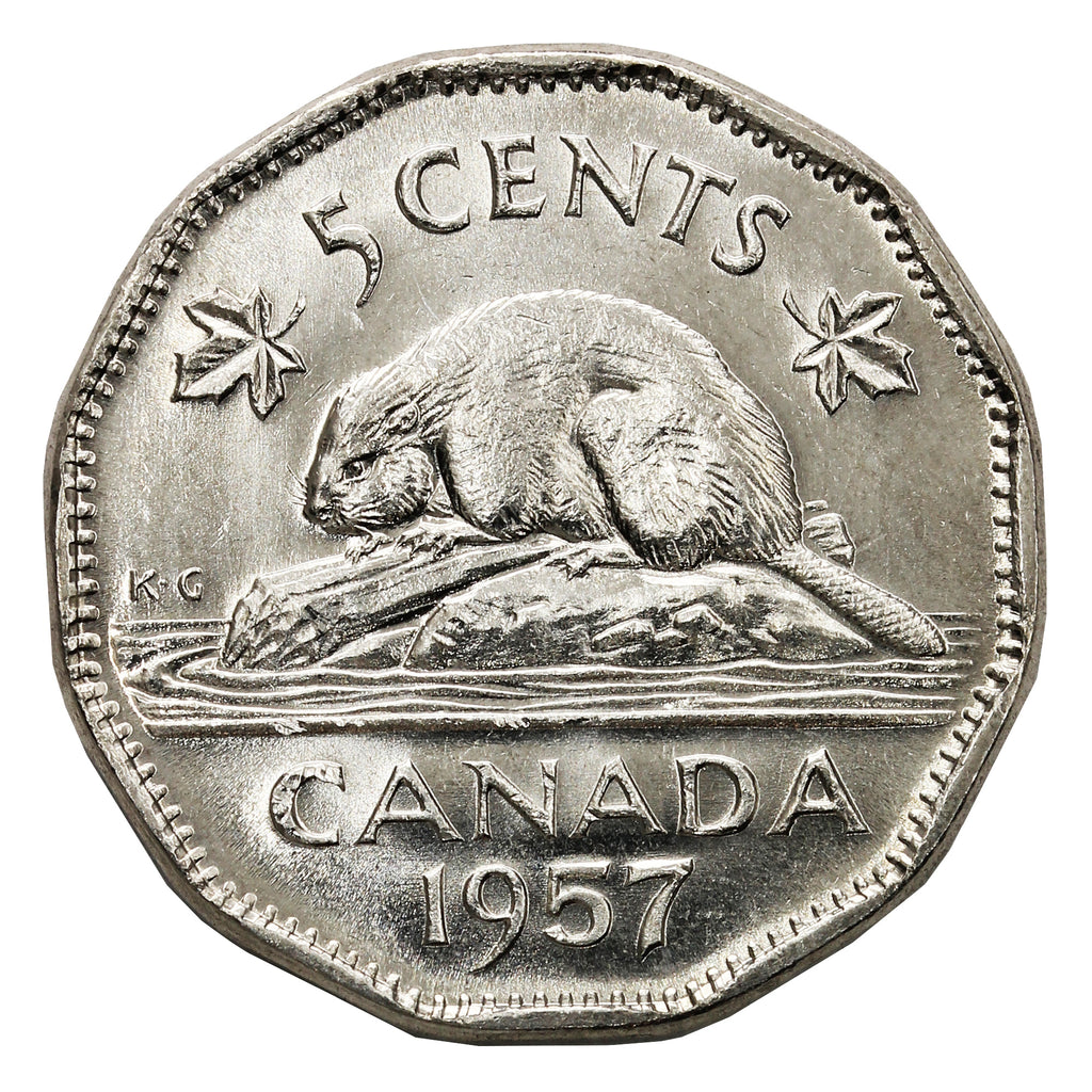 1957 Canada 5-cents Choice Brilliant Uncirculated (MS64)