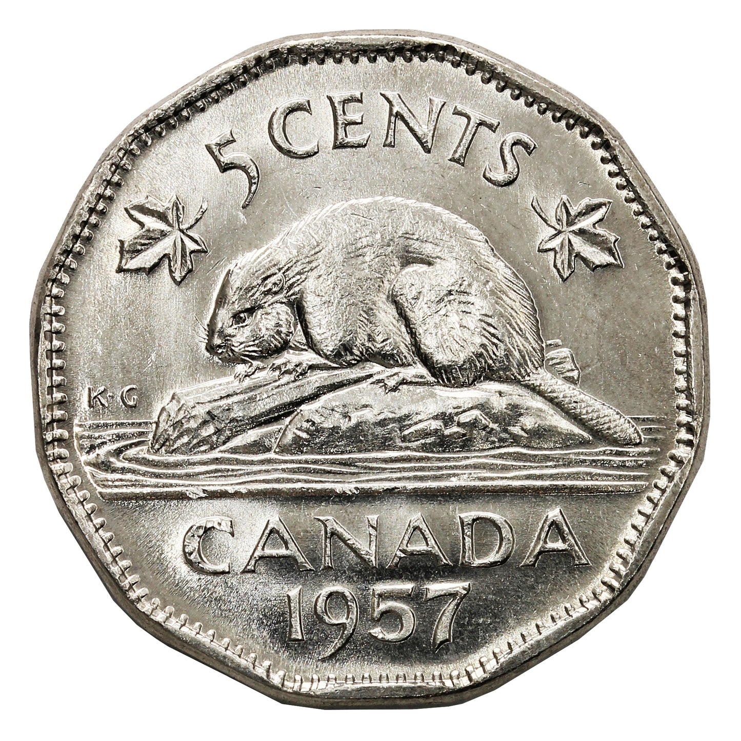 1957 Canada 5-cents Choice Brilliant Uncirculated (MS64)