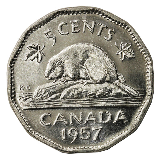 1957 Canada 5-cents Brilliant Uncirculated (MS-63)
