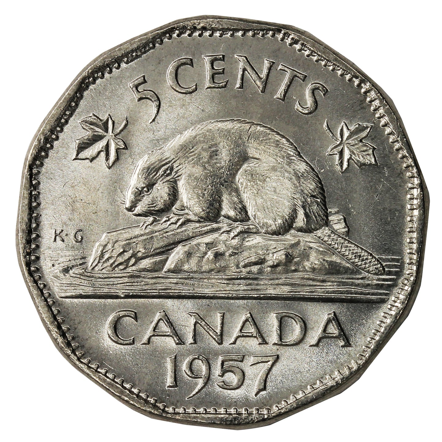 1957 Canada 5-cents UNC+ (MS62)