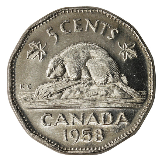 1958 Canada 5-cents Brilliant Uncirculated (MS-63)