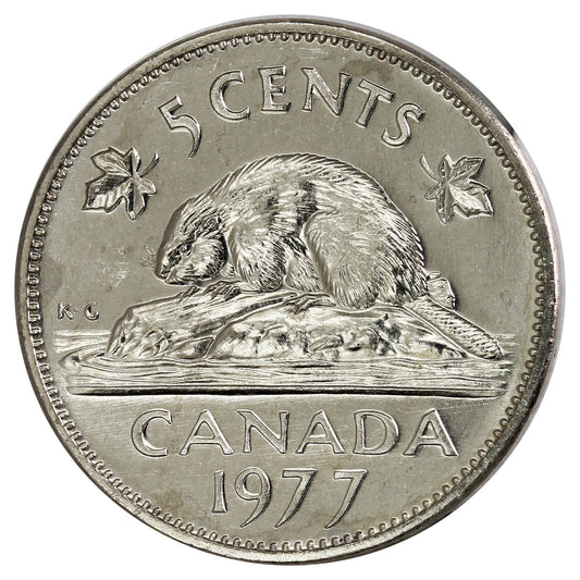 1977 Low 7 Canada 5-cents Brilliant Uncirculated (MS63)