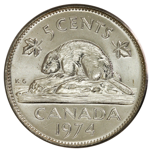 1974 Canada 5-cents Brilliant Uncirculated (MS63)