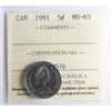 1981 Canada 5-cents ICCS Certified MS65