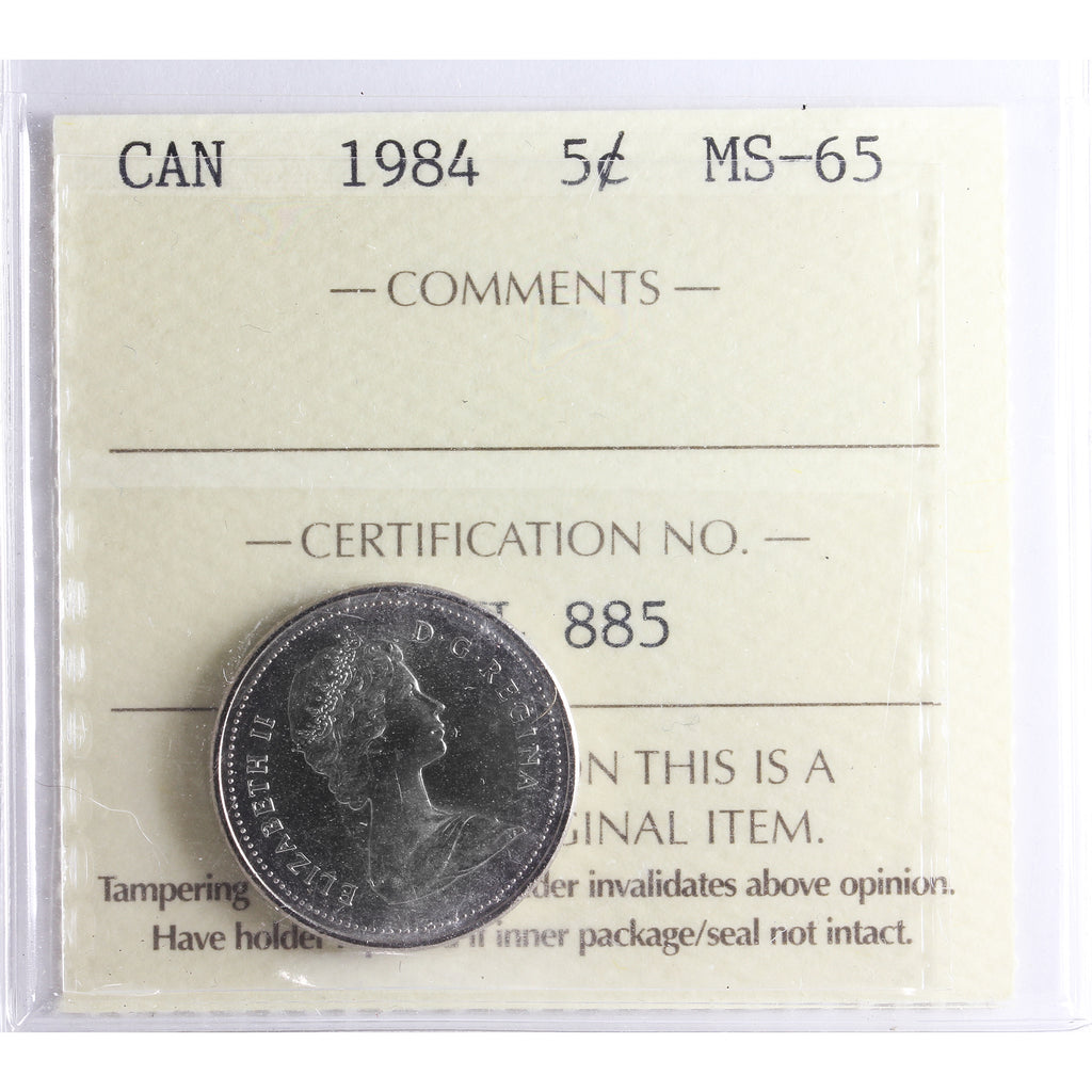 1984 Canada 5-cents ICCS Certified MS65