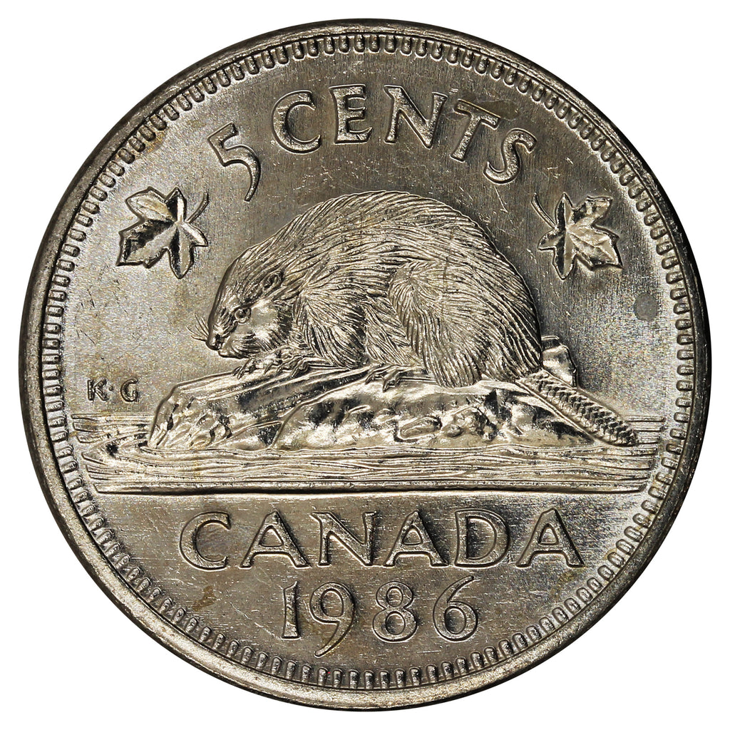 1986 Canada 5-cents Brilliant Uncirculated (MS63)