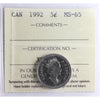 1992 Canada 5-cents ICCS Certified MS65