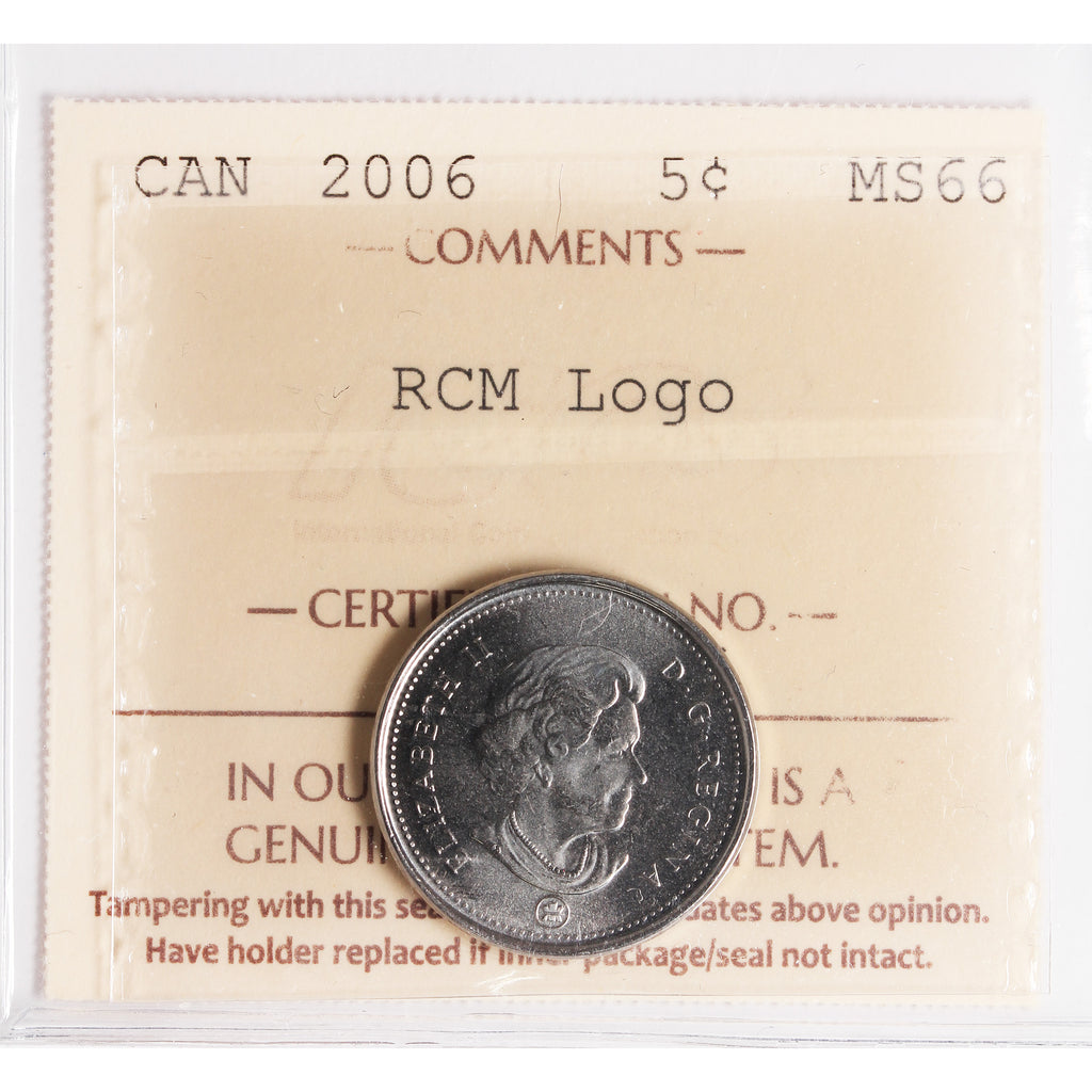 2006 RCM Logo Canada 5-cents ICCS Certified MS66