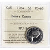 1964 Canada 5-cents ICCS Certified PL65 Heavy Cameo
