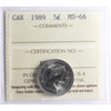 1989 Canada 5-cents ICCS Certified MS66