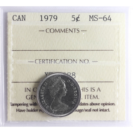 1979 Canada 5-cents ICCS Certified MS64