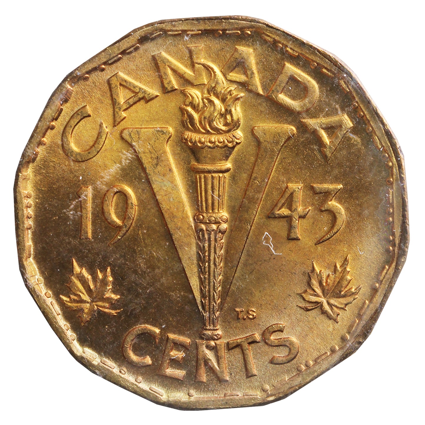 1943 Tombac Canada 5-cents ICCS Certified MS64