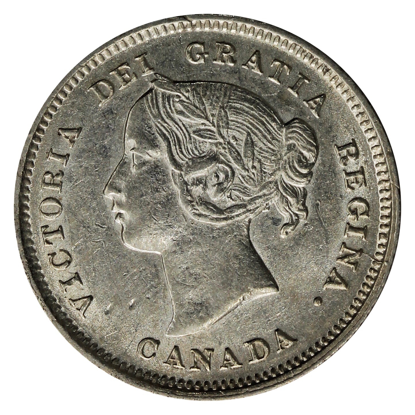 1891 Obv. 2 Canada 5-cents Almost Uncirculated (AU50) $