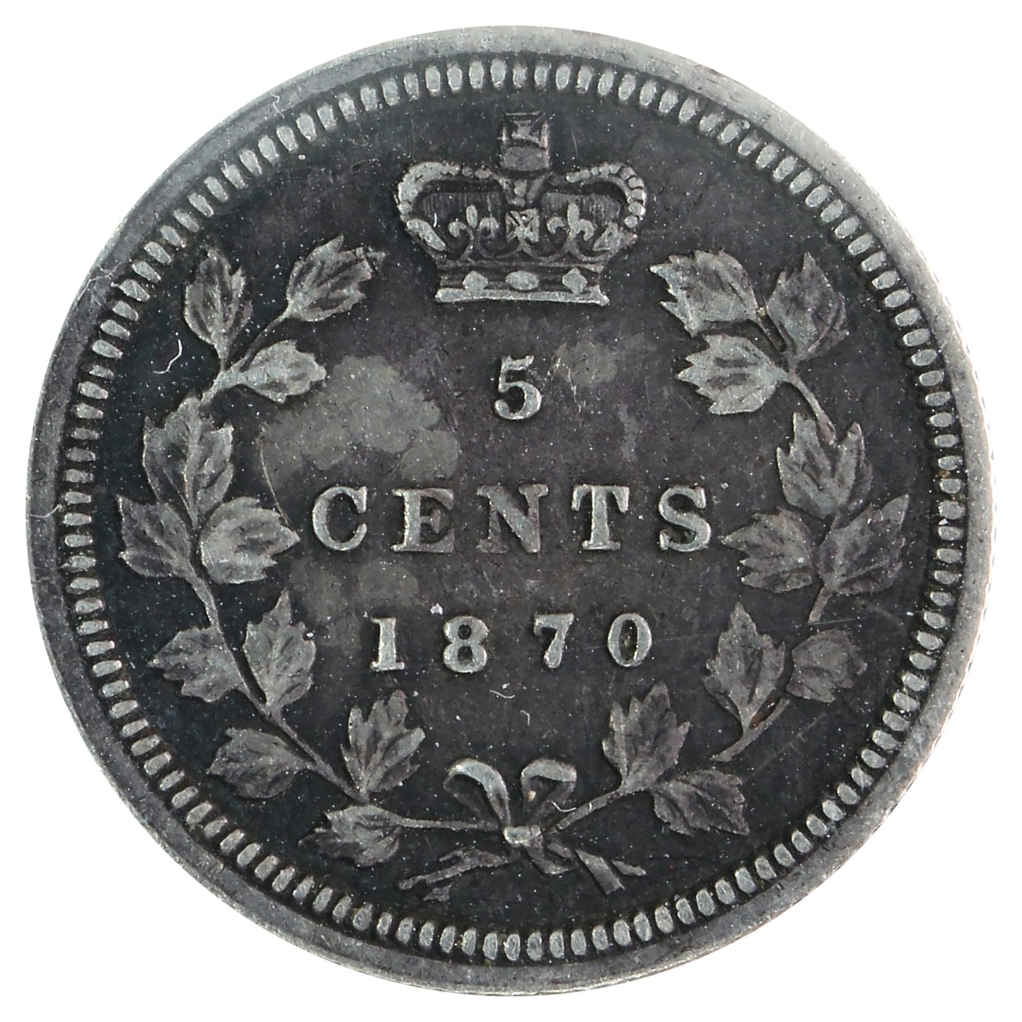1870 Flat Border Canada 5-cents ICCS Certified VF20