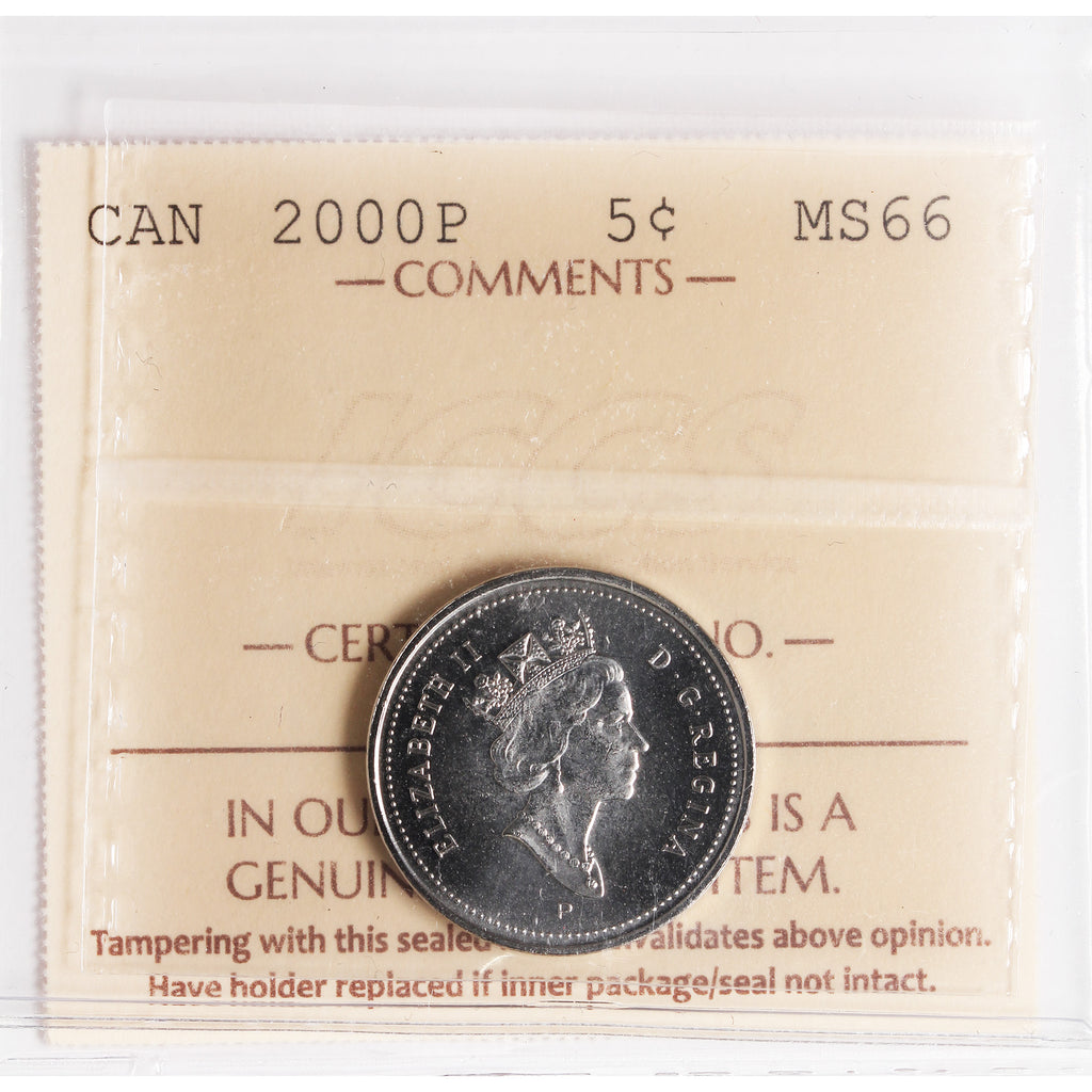 2000P Canada 5-cents ICCS Certified MS66
