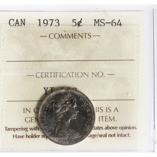 1973 Canada 5-cents ICCS Certified MS64