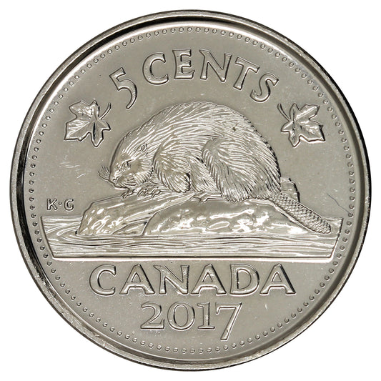 2017 Beaver Canada 5-cents Brilliant Uncirculated (MS63)