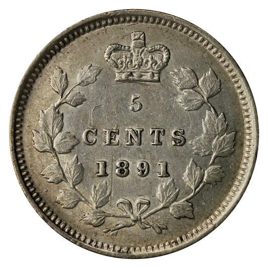 1891 Obv. 5 Canada 5-cents AU-UNC (AU55) $