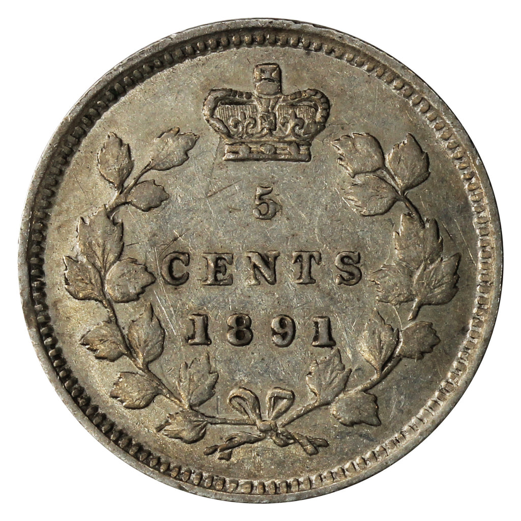 1891 Obv. 5 Canada 5-cents Extra Fine (EF40)